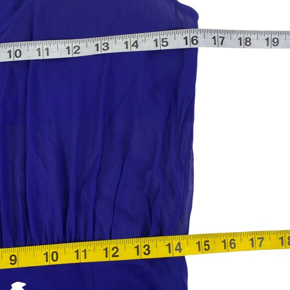 Marchesa Notte Sheath Cocktail Dress | 10 | Royal Blue Silk | Embellished - Picture 11 of 13